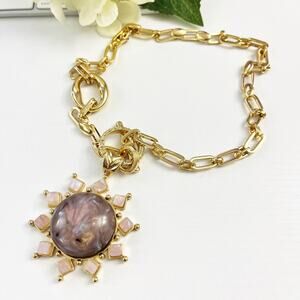 NEW Chico's Purple Resin Sun Pendant Necklace